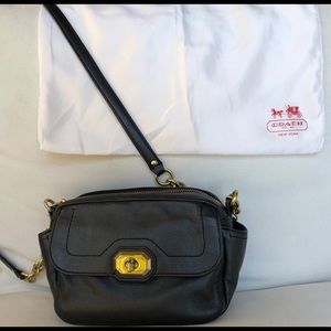 COACH like new black and gold leather crossbody